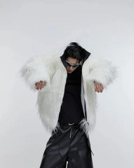 Men's Faux-Fur & Faux-Leather Bomber Jacket