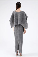 2-Piece Plissé Cape Dress