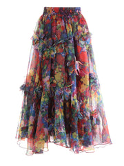 Floral Appliqué Pull-On Skirt