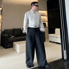 Luxury Men’s Streetwear Striped Shirt & Wide-Leg Trousers