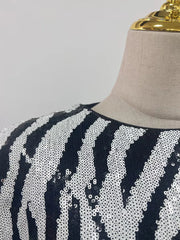 Luxe Zebra Sequin Long Sleeve Mini Dress