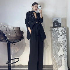 Luxe Floral Blazer & Wide-Leg Pant Set