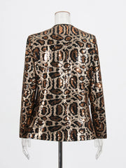 HEYFANCYSTYLE Glam Leopard Sequin Blazer