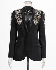 Luxury Crystal Embellished Blazer