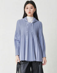 Luxury Pleated Hooded Jacket