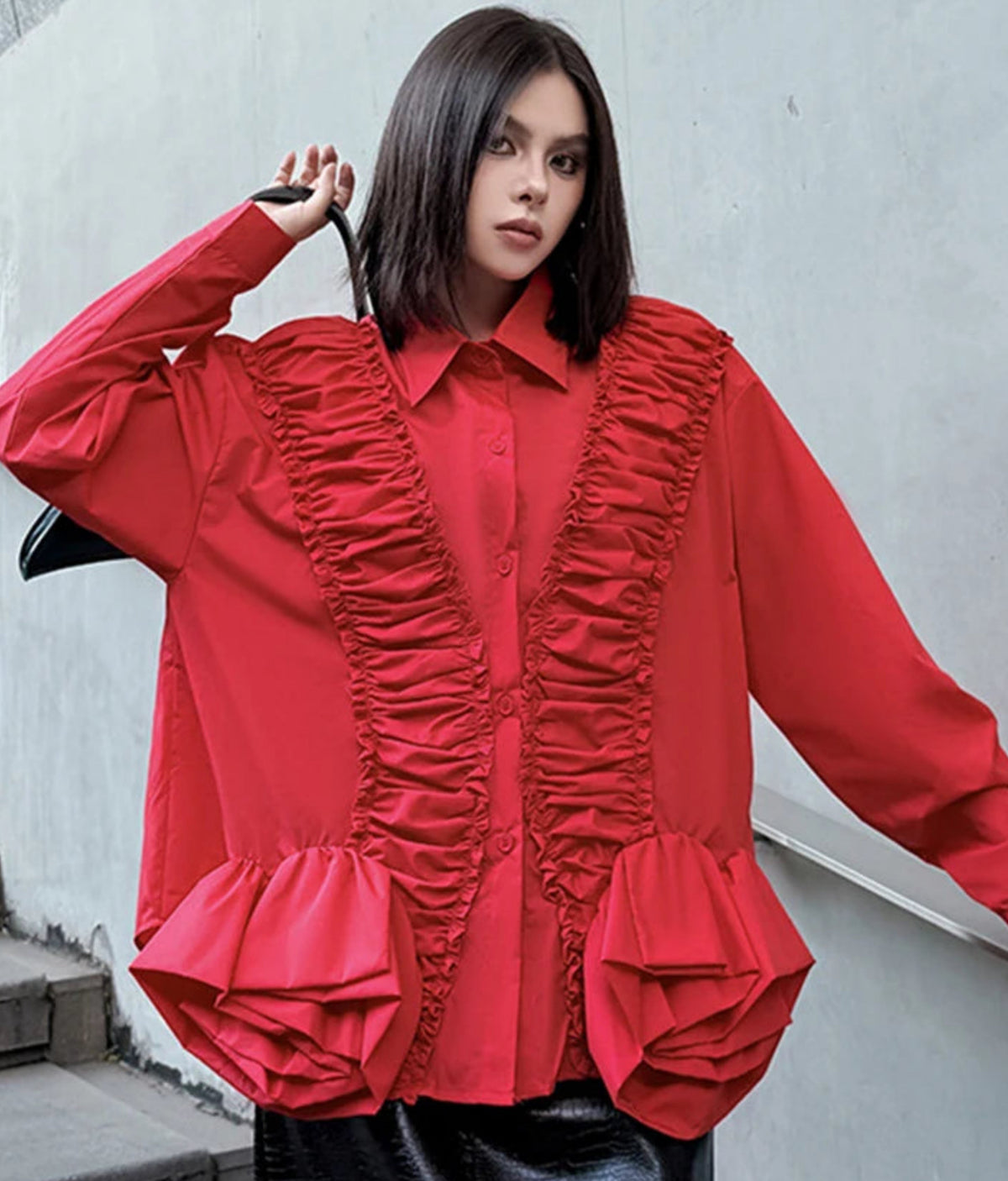 Oversized Ruffle Blouse Top