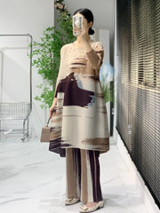 Luxury Plissé Tunic & Wide-Leg Pant