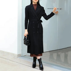 Truly Pleated Stretchy Long Coat