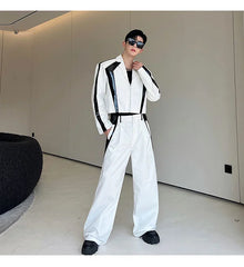 Men's 2-Piece White Blazer + Loose Fit Trousers Set