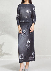 Luxury Floral Plissé Skirt Set