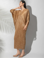 Luxury Plissé  Metallic Dress