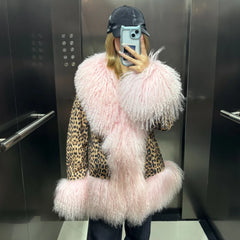 Haute Couture Suede Leather Jacket with Luxurious Fur