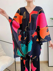 Plissé Trousers & Batwing Top Set