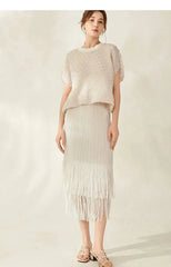 Luxury Pleated Tassel Skirt
