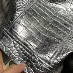 Silver Fox Fur Leather Coat