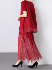 Luxury Sequin Pleated Top & Skirt