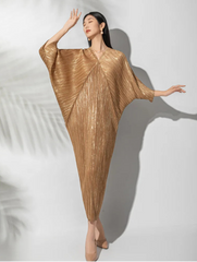 Luxury Plissé  Metallic Dress