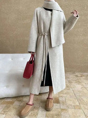 Luxury Wool-Blend Scarf Coat
