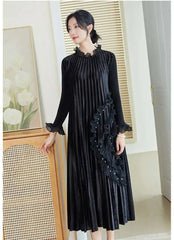 Truly Plissé Beaded Ruffle Dress