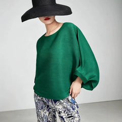 Batwing Pleated Blouse Top