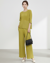 Peplum Pleated Trousers Set