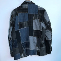 Men's Authentic Denim Patchwork Jacket Coat