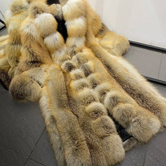Golden Island Long Fox Fur Coat