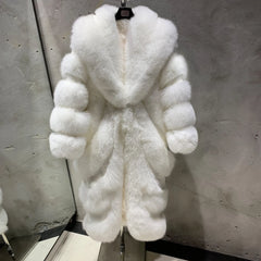 Authentic Couture Full Length Tiered Fox Fur Coat