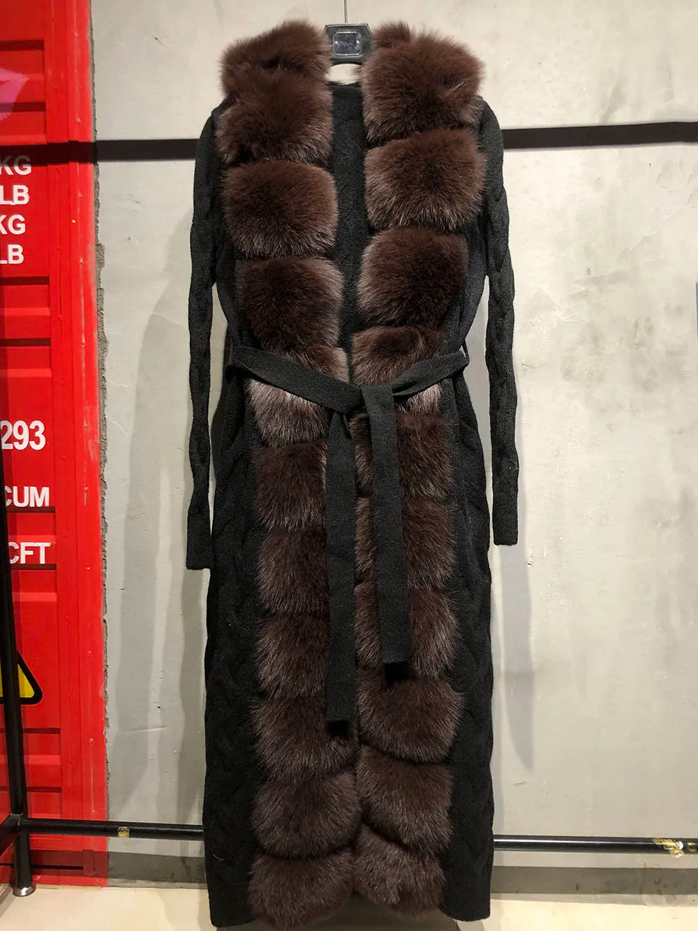 HEYFANCYSTYLE Divine Fox Fur Collar Knitted Cardigan
