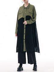 Women's Pleated Flutter Midi Shirt Dress