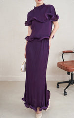 Sculptural Ruffle Plisse Skirt Set