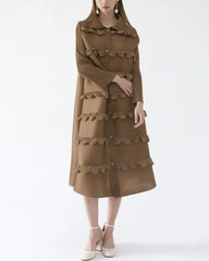 Tiered Ruffled Plissé Coat Dress