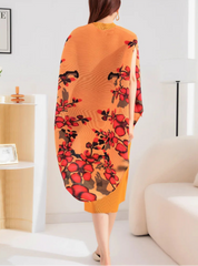 2-Piece Pleated Dress & Shawl