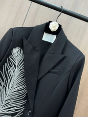 Women's Tailored Blazer with Feather Beads