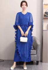 Sculptural Plissé Cape Kaftan
