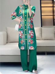 Truly Couture Floral Print Pleated Pant Ensemble