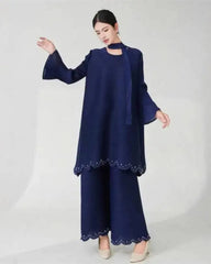 2-Piece Luxe Plissé Pant Suit