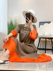 Women's Elegant Pleated Oversized Sleeve Dress