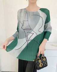 Luxury Abstract Pleated Top