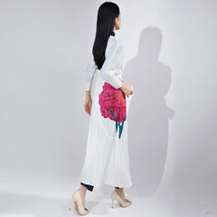 Luxury Abstract Plissé Duster
