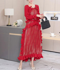 Luxury Plisse Ruffled Tiered Dress