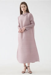 Luxe Pleated Mock Neck Dress