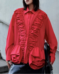 Oversized Ruffle Blouse Top