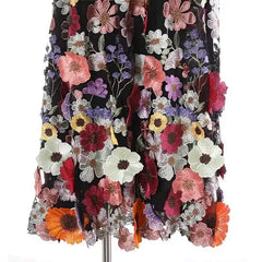 Luxury Floral Stretchy-Waist Skirt
