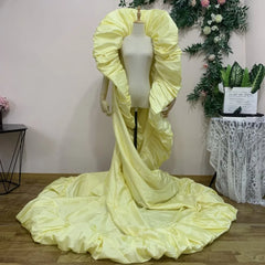 Taffeta Ruffled Extra Long Cape