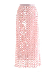 Floral Sequin Pull-On Midi Skirt