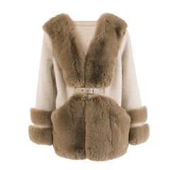 Women's Beige Cozy Luxury Faux Shearling Coat