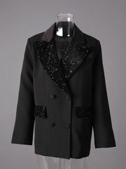Velvet Sequin Boyfriend Blazer