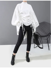 Luxe Oversized Draped & Ruched Satin Blouse