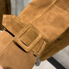 Women's Suede Belted Trench Coat